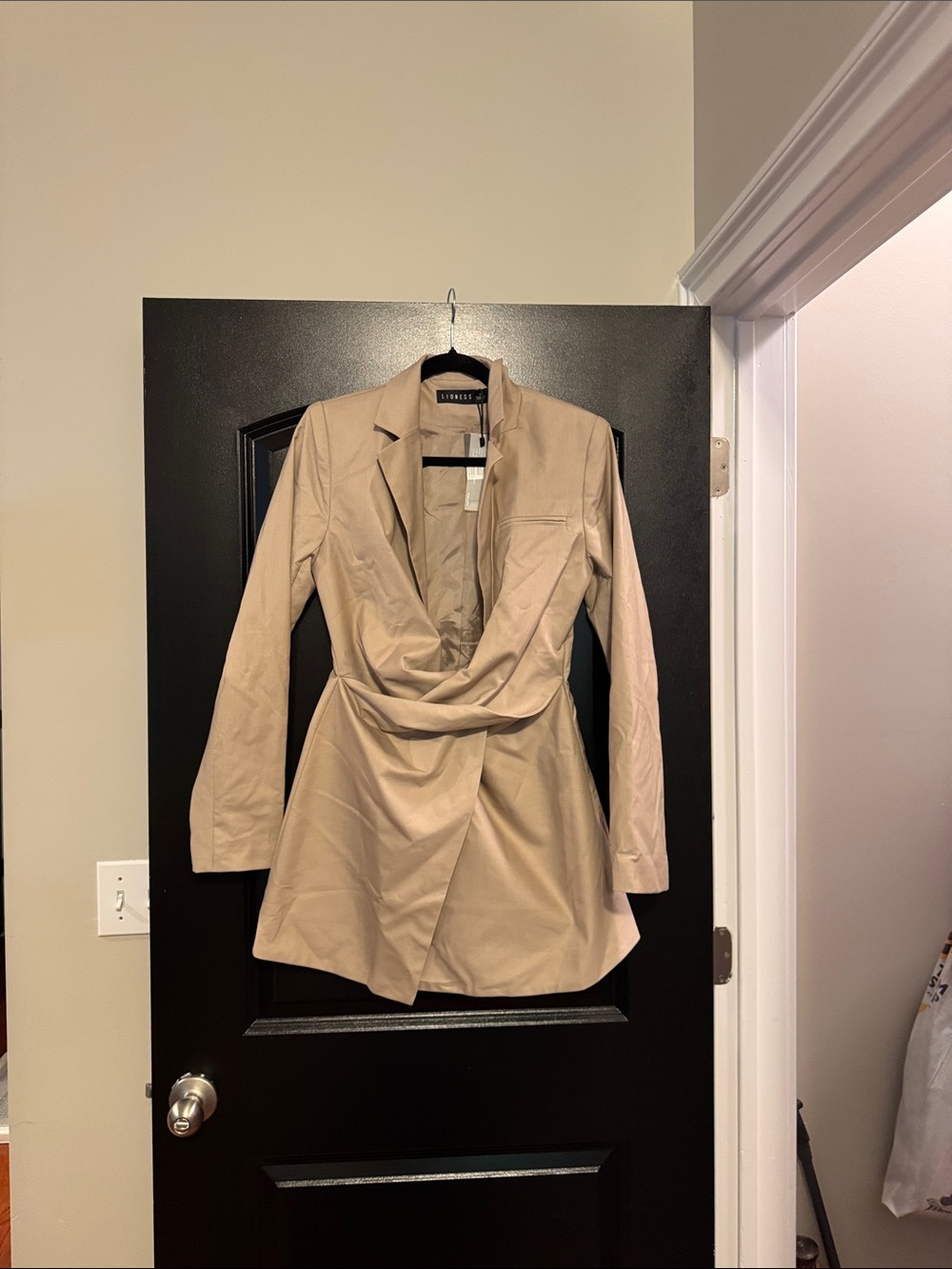 Lioness Beige Tailored Blazer Dress